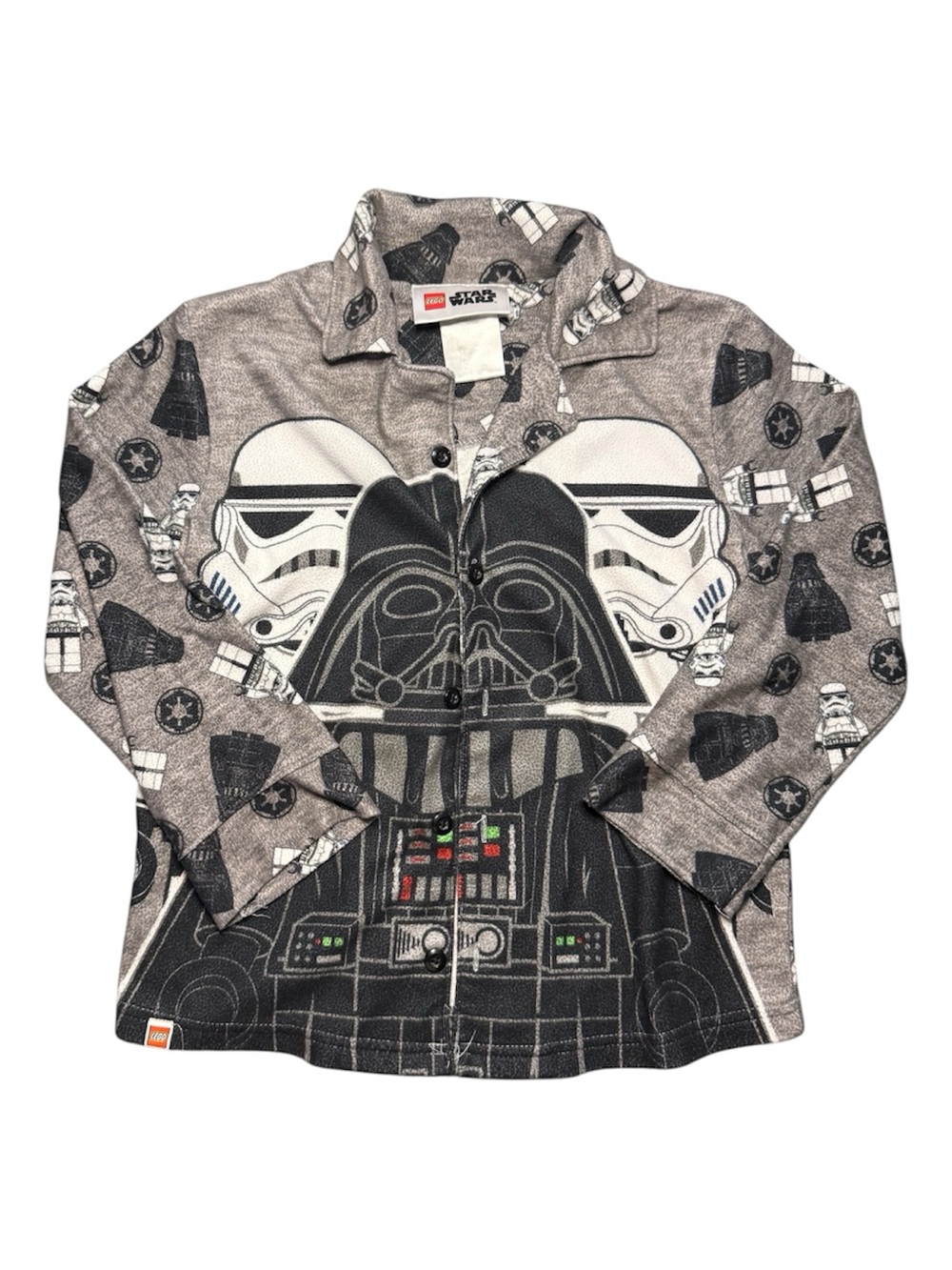 LEGO Star Wars Boys Button Up Pajama Shirt Darth
Vader Stormtrooper Size 6/7